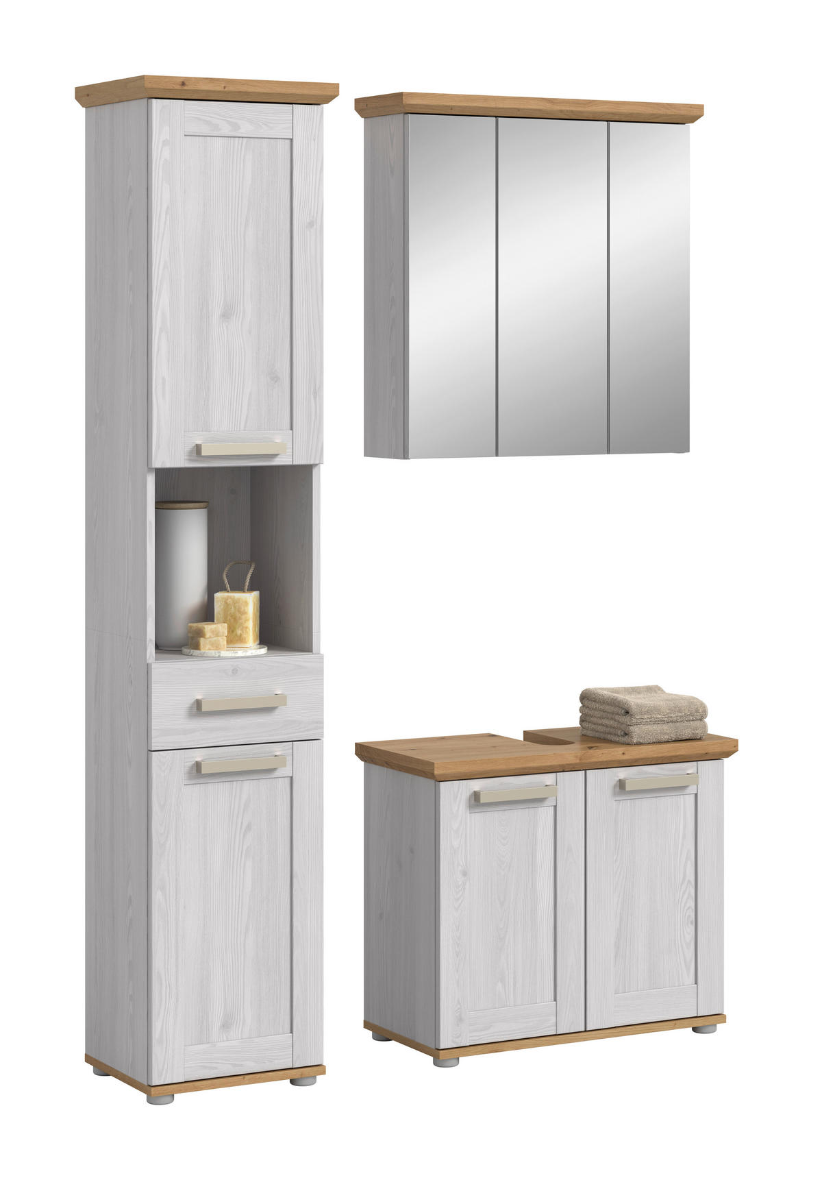 KOUPELNA barvy modřínu, dub artisan  - barvy stříbra/barvy modřínu, Trend, kompozitní dřevo/plast (108cm) - MID.YOU