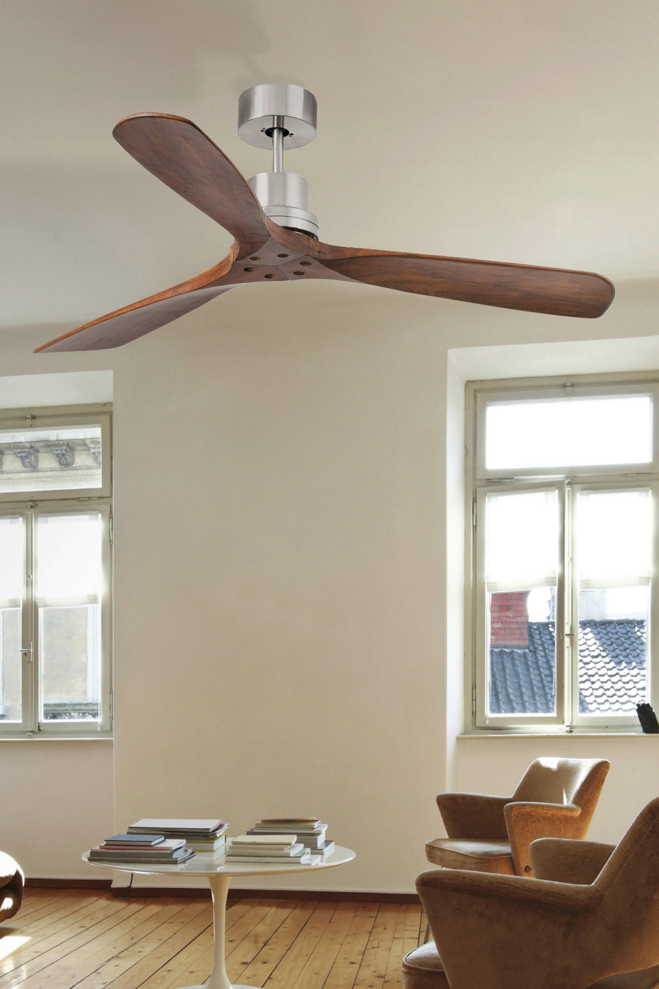 DECKENVENTILATOR 132/33 cm   - Walnussfarben/Nickelfarben, Natur, Holz/Metall (132/33cm)
