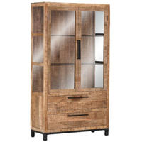 VITRINE  in massiv Mangoholz Naturfarben, Schwarz  - Schwarz/Naturfarben, Design, Glas/Holz (100/178/40cm) - Landscape