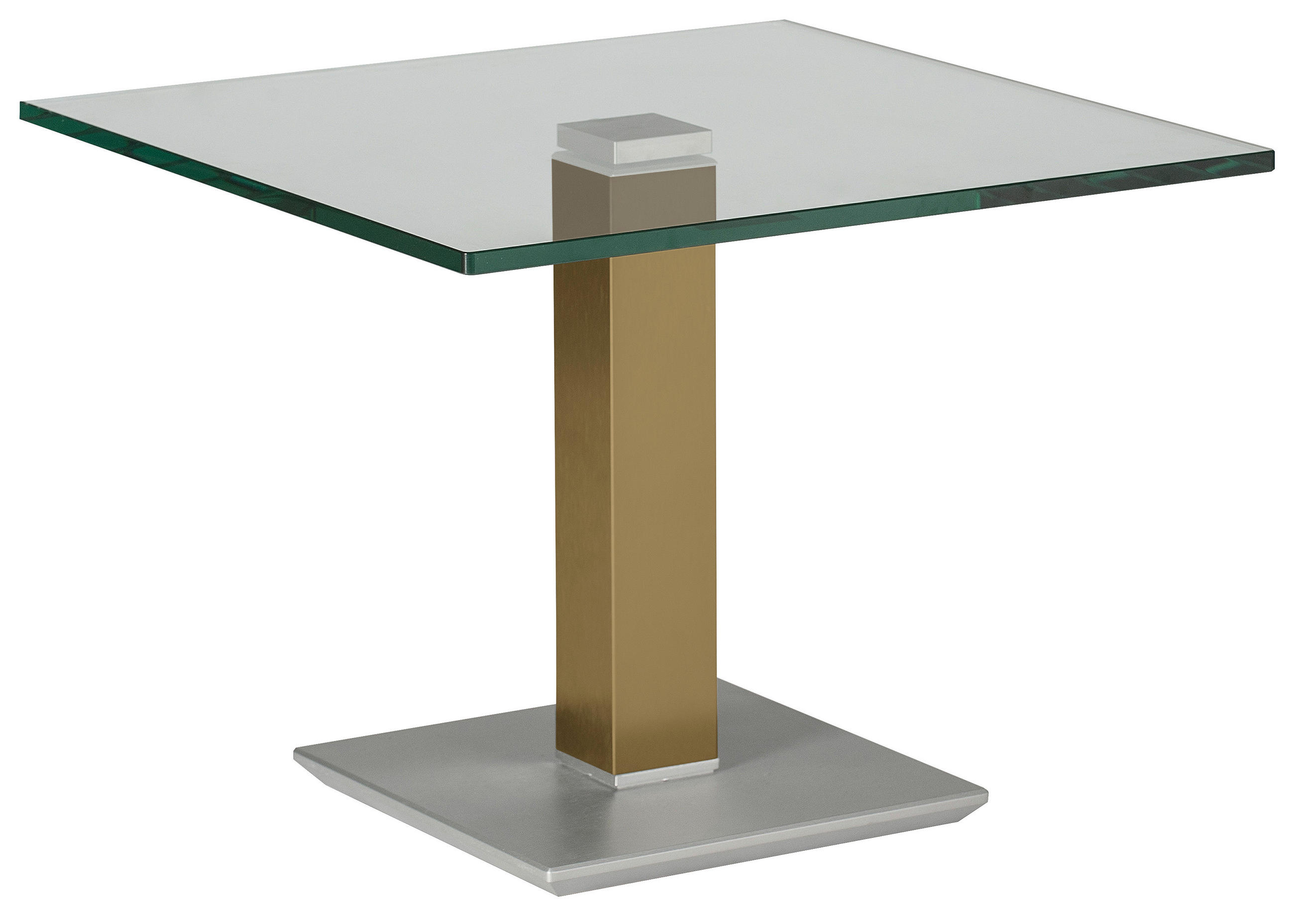 BEISTELLTISCH 60/60/46-65 cm Gelb, Edelstahlfarben quadratisch  - Edelstahlfarben/Gelb, Design, Glas/Kunststoff (60/60/46-65cm)