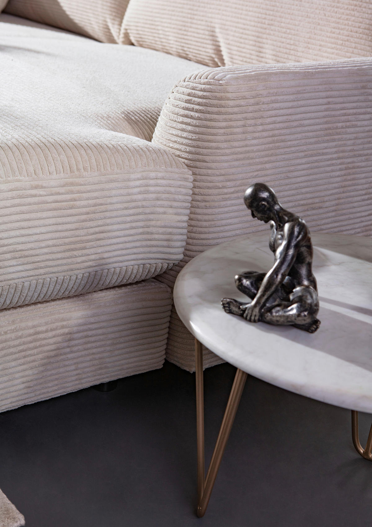 ECKSOFA Beige Cord  - Beige/Schwarz, Design, Kunststoff/Textil (240/175cm) - Landscape