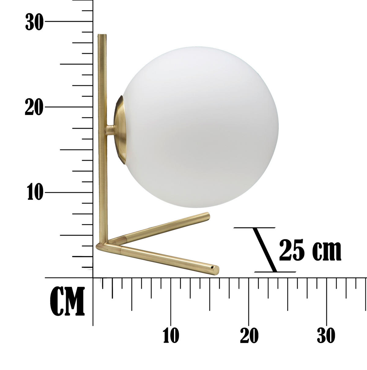TISCHLEUCHTE 25/27 cm  - Goldfarben/Weiß, Trend, Glas/Metall (25/27cm) - Mauro Ferretti