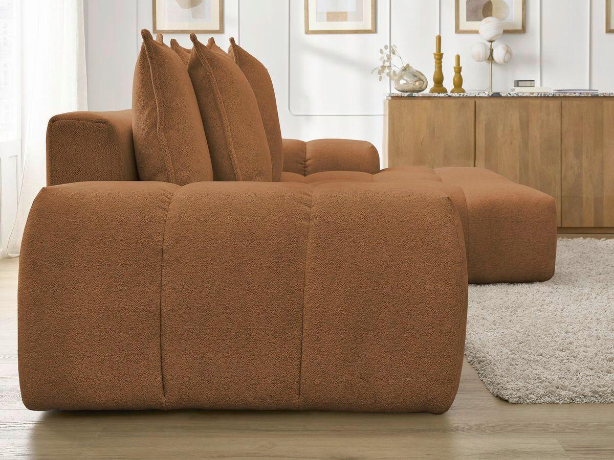 ECKSCHLAFSOFA EVEREST  mit Rücken echt, Armteil links, Armteil rechts Flachgewebe Orange  - Schwarz/Orange, MODERN, Kunststoff/Textil (318/180cm) - Livetastic