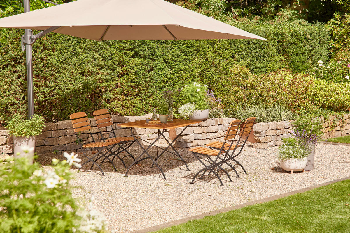 GARTENKLAPPTISCH 120/80/78 cm Holz, Metall rechteckig  - Robinienfarben/Schwarz, KONVENTIONELL, Holz/Metall (120/80/78cm) - Siena Garden