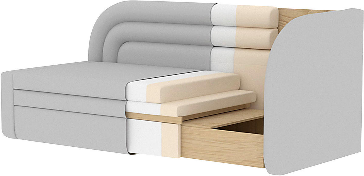 RÉCAMIERE Samt Beige  - Beige/Schwarz, Design, Kunststoff/Textil (223/80/86cm) - P & B