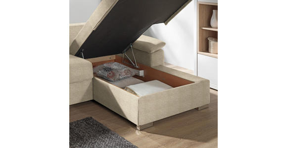 ECKSOFA in Flachgewebe Hellbraun - Chromfarben/Hellbraun, KONVENTIONELL, Textil/Metall (285/176cm) - Novel