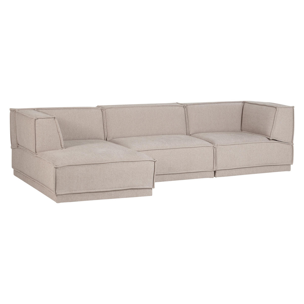 ECKSOFA Manu in Chenille Naturfarben  160/286 cm  - Schwarz/Naturfarben, MODERN, Kunststoff/Textil (160/286cm) - Livetastic