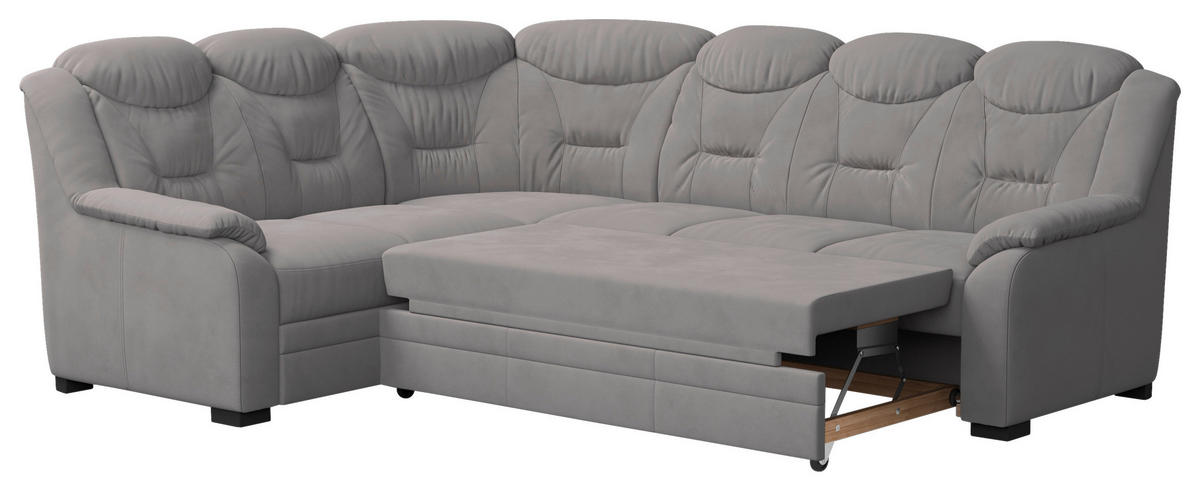 ECKSOFA Hellgrau Mikrofaser  - Hellgrau/Schwarz, Basics, Kunststoff/Textil (211/263cm) - MID.YOU