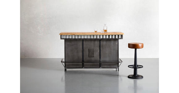 BAR Mangoholz Hartholz Anthrazit, Grau - Anthrazit/Grau, Trend, Holz/Metall (168/103/55cm) - Landscape