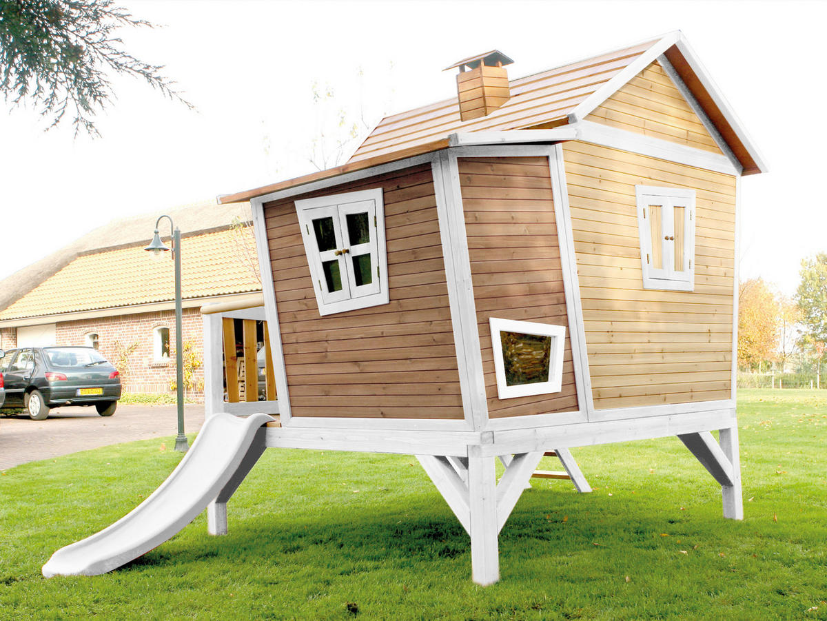 SPIELHAUS 123/12,8/152 cm  - Braun/Weiß, KONVENTIONELL, Holz/Kunststoff (123/12,8/152cm) - Ambia Garden