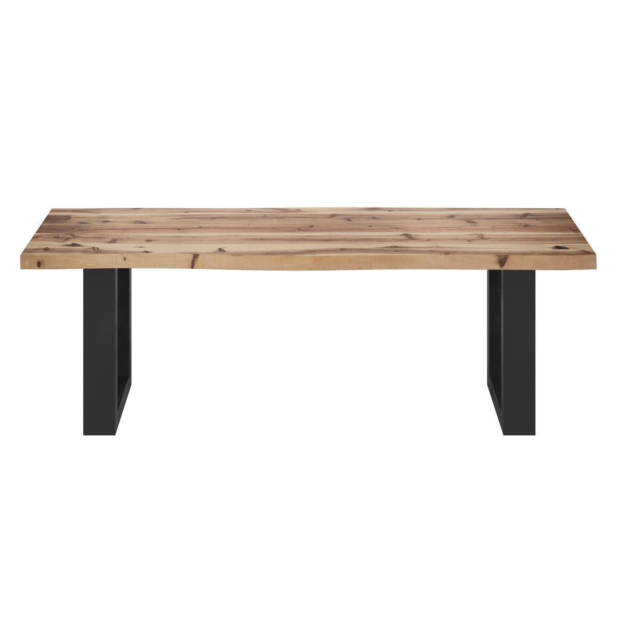 GARTENBANK 200/45/40 cm Akazie  Stahl  - Schwarz/Akaziefarben, KONVENTIONELL, Holz/Metall (200/45/40cm) - Ambia Garden