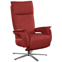 FERNSEHSESSEL Rot  - Edelstahlfarben/Rot, Modern, Leder/Metall (77/116/80cm) - Livetastic