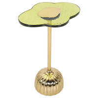BEISTELLTISCH 28/38/60 cm Goldfarben, Olivgrün organisch  - Goldfarben/Olivgrün, Design, Glas/Metall (28/38/60cm) - Landscape