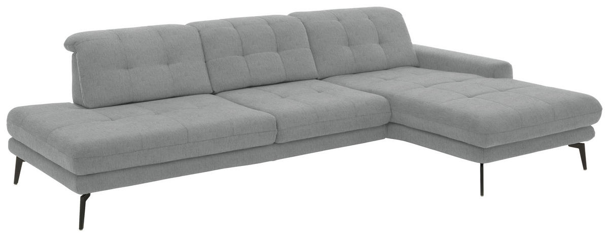 ECKSOFA in Flachgewebe Hellgrau  - Hellgrau/Schwarz, Design, Textil/Metall (309/190cm) - Beldomo Style
