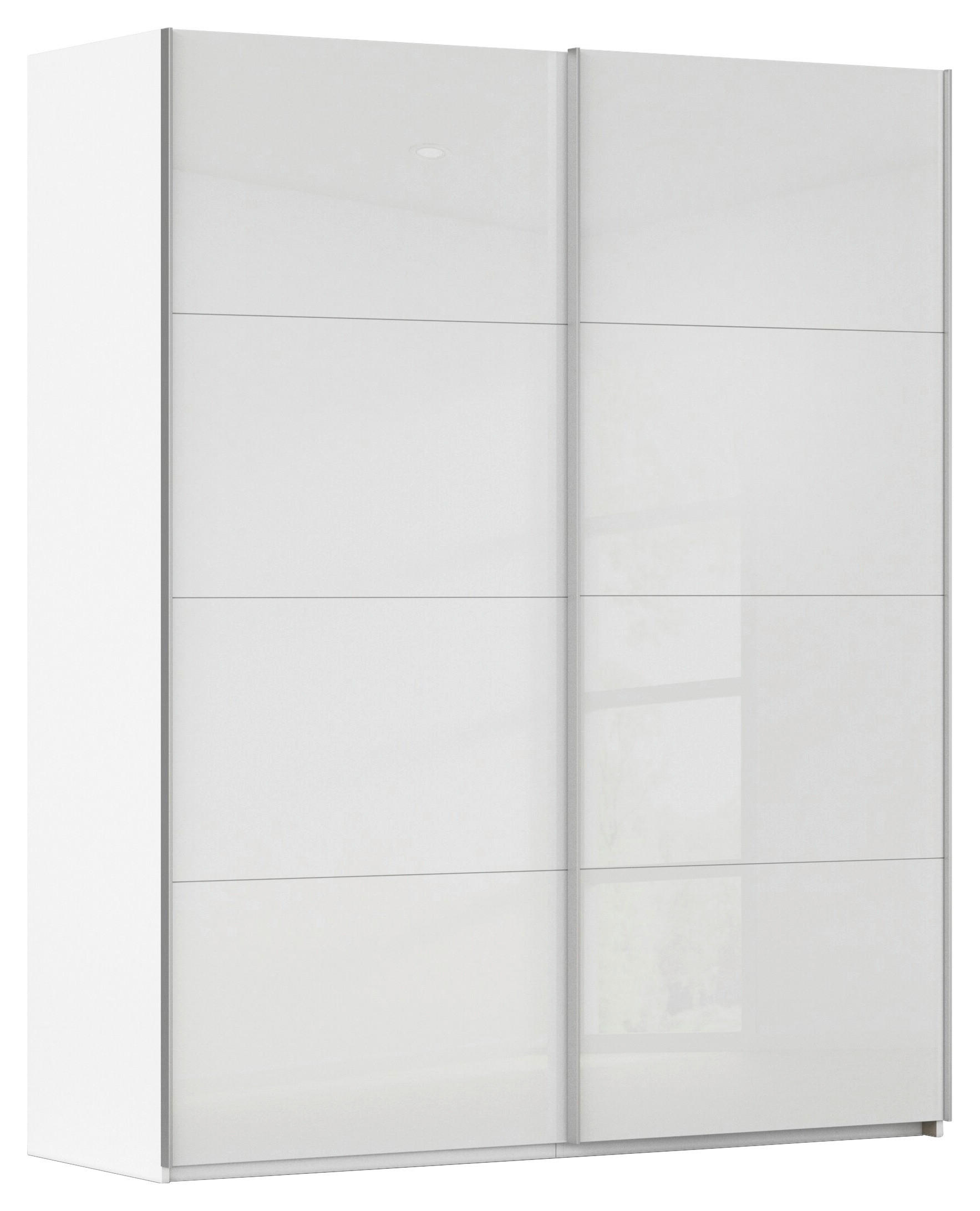 SCHWEBETÜRENSCHRANK 181/223/68 cm 2-türig Weiß  - Alufarben/Weiß, Basics, Glas/Holzwerkstoff (181/223/68cm) - Novel