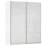 SCHWEBETÜRENSCHRANK 181/223/68 cm 2-türig Weiß, Weiß Hochglanz  - Weiß Hochglanz/Alufarben, Basics, Holzwerkstoff/Metall (181/223/68cm) - Novel