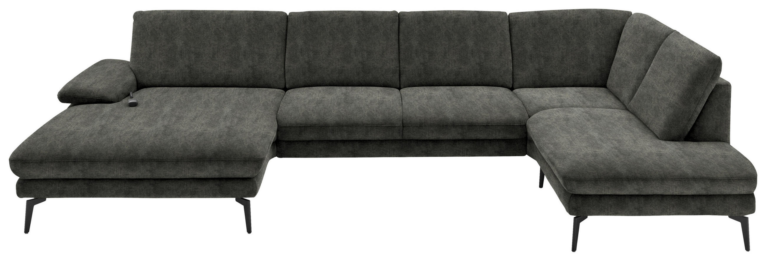 WOHNLANDSCHAFT in Velours Dunkelgrau  - Dunkelgrau/Schwarz, Design, Textil/Metall (180/344/208cm) - Dieter Knoll