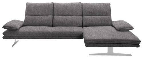 ECKSOFA Grau Webstoff - Edelstahlfarben/Grau, Design, Textil/Metall (291/164cm) - Chilliano