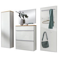 GARDEROBE 5-teilig 240/195/31 cm  - Weiss, Design, Glas/Holz (240/195/31cm)