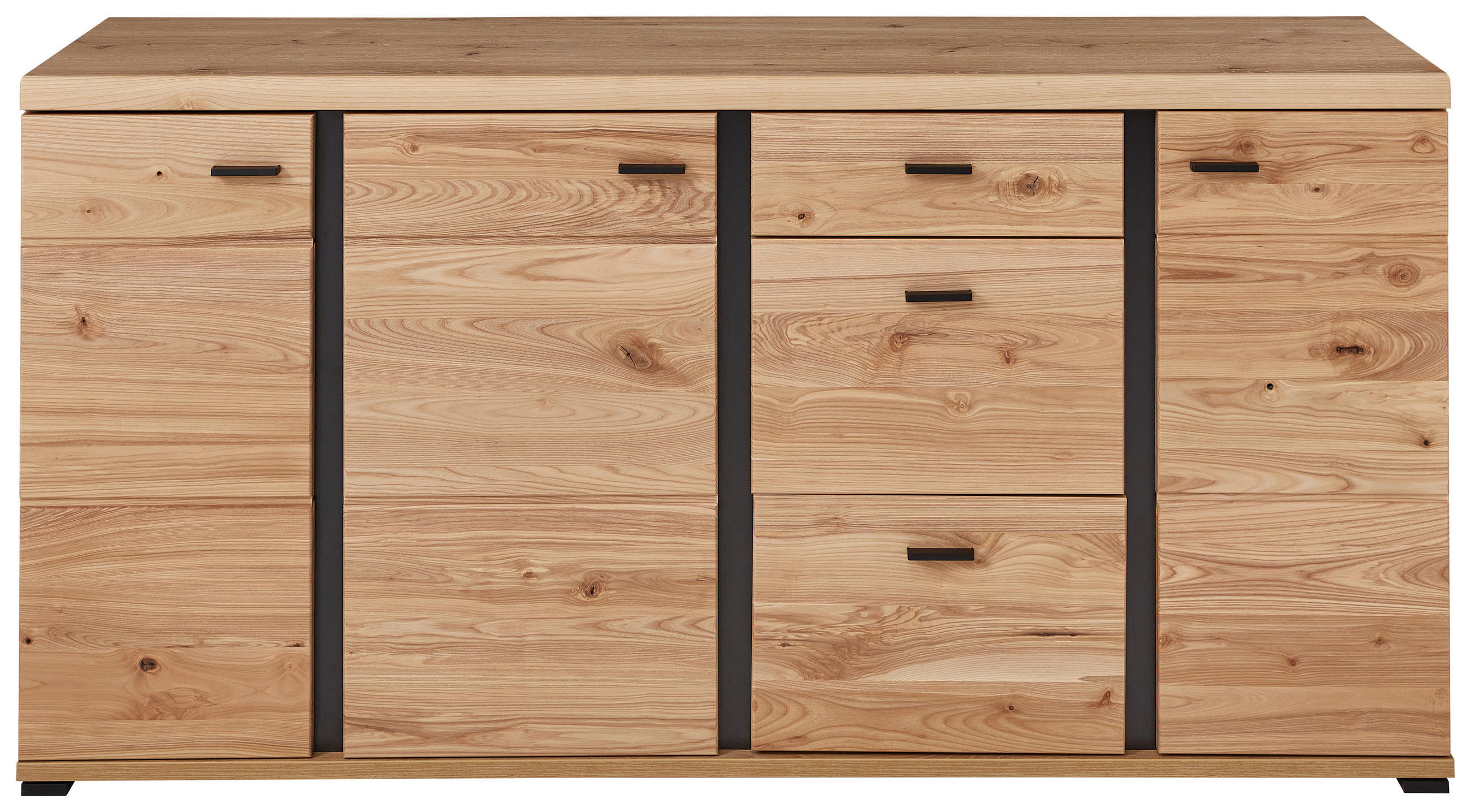 SIDEBOARD  173/86/42 cm 3 Schublade(n)  - Eschefarben/Schwarz, Design, Holz/Holzwerkstoff (173/86/42cm) - Linea Natura