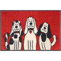 FUßMATTE 40/60 cm Three dogs  - Rot/Schwarz, KONVENTIONELL, Kunststoff/Textil (40/60cm) - wash+dry