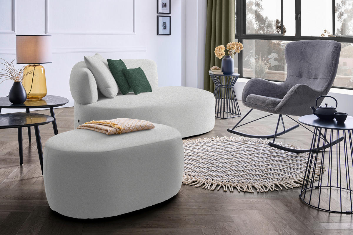 RÉCAMIERE in Plüsch Grau, Dunkelgrün  - Dunkelgrün/Schwarz, MODERN, Kunststoff/Textil (166/86/105cm) - Hom`in