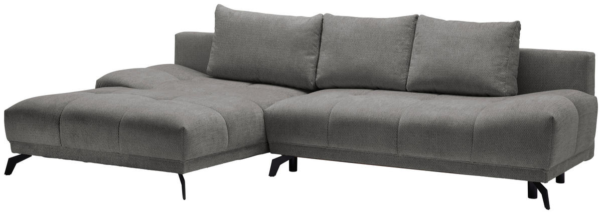 ECKSOFA in Chenille Blau, Braun  - Blau/Schwarz, Modern, Textil/Metall (182/290cm) - Hom`in