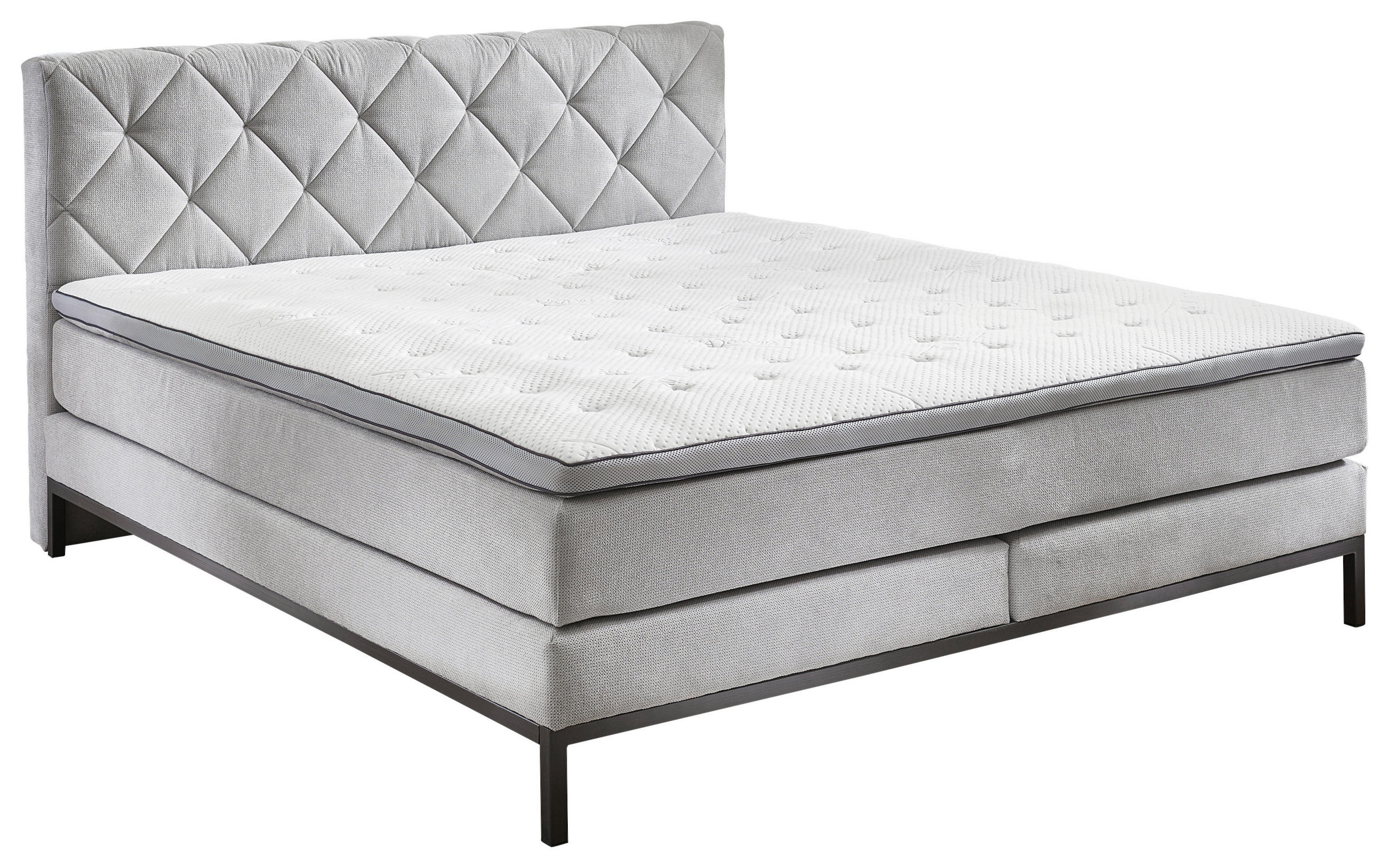 BOXSPRINGBETT 140/200 cm  in Silberfarben  - Silberfarben/Schwarz, KONVENTIONELL, Textil/Metall (140/200cm) - Carryhome