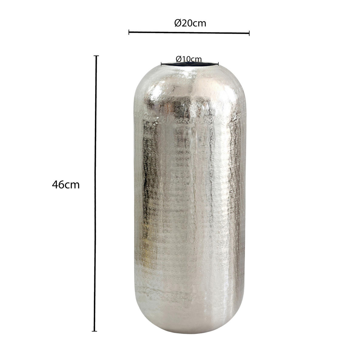 VASE 45 cm  - Silberfarben, Design, Metall (20/20/45cm) - MID.YOU