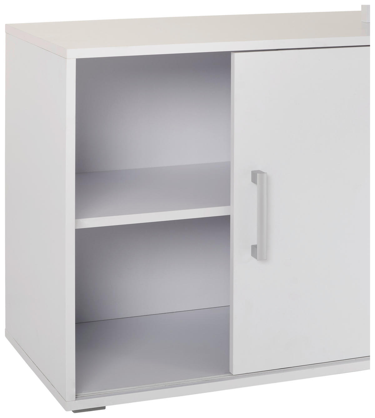 BÜRO abschließbar Silberfarben, Weiß - Silberfarben/Weiß, KONVENTIONELL, Holzwerkstoff/Kunststoff - Carryhome
