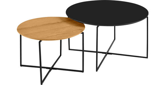 COUCHTISCHSET in Holz, Metall, Holzwerkstoff 80/60/80/60/43/39 cm  - Eichefarben/Schwarz, Design, Holz/Holzwerkstoff (80/60/80/60/43/39cm) - Carryhome