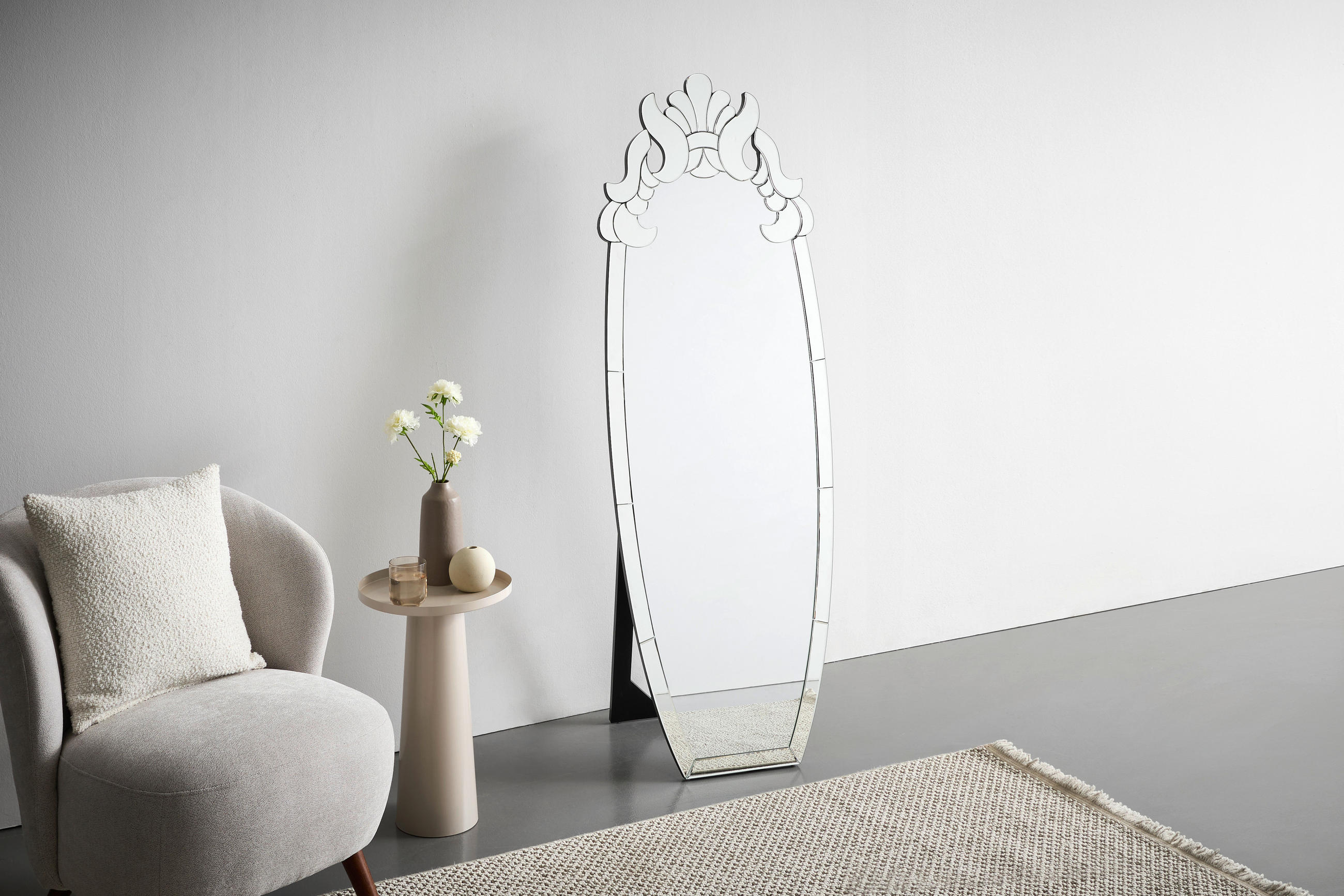 WANDSPIEGEL 55/160/4,2 cm    in oval  - Klar, Design, Glas/Holzwerkstoff (55/160/4,2cm) - MID.YOU