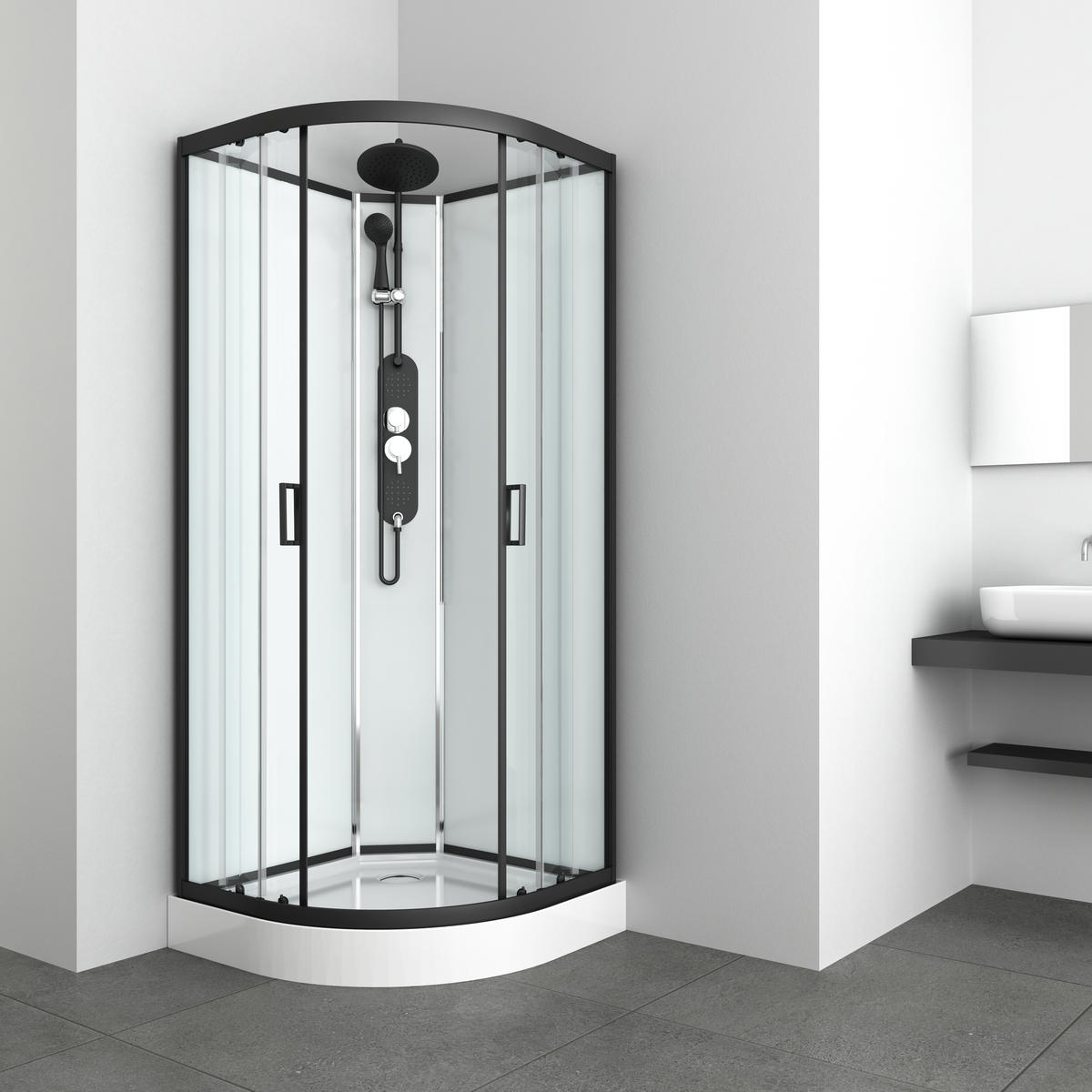 DUSCHKABINE  in Schwarz  - Schwarz, MODERN, Glas/Metall (90/90/230cm) - Sanotechnik