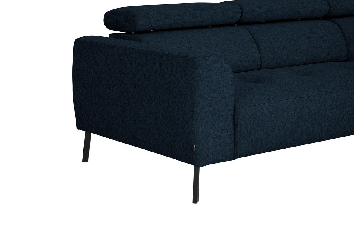 ECKSOFA in Chenille Dunkelblau  280/205 cm  - Schwarz/Dunkelblau, Design, Textil/Metall (280/205cm) - Xora