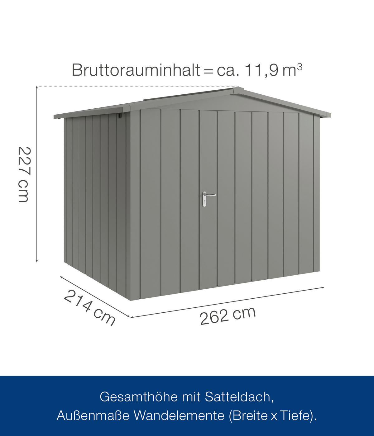 GERÄTEHAUS 285/227/229 cm  - Alufarben, Basics, Metall (285/227/229cm)