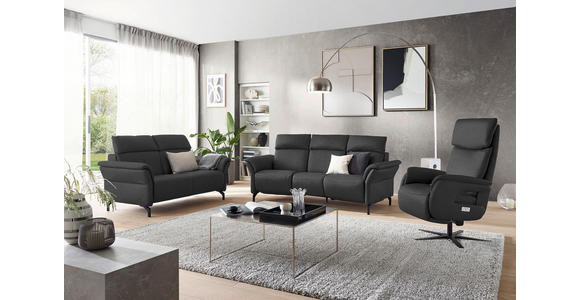 TRAPEZSOFA in Mikrofaser Dunkelgrau - Dunkelgrau/Schwarz, KONVENTIONELL, Textil/Metall (221/103/95cm) - Dieter Knoll