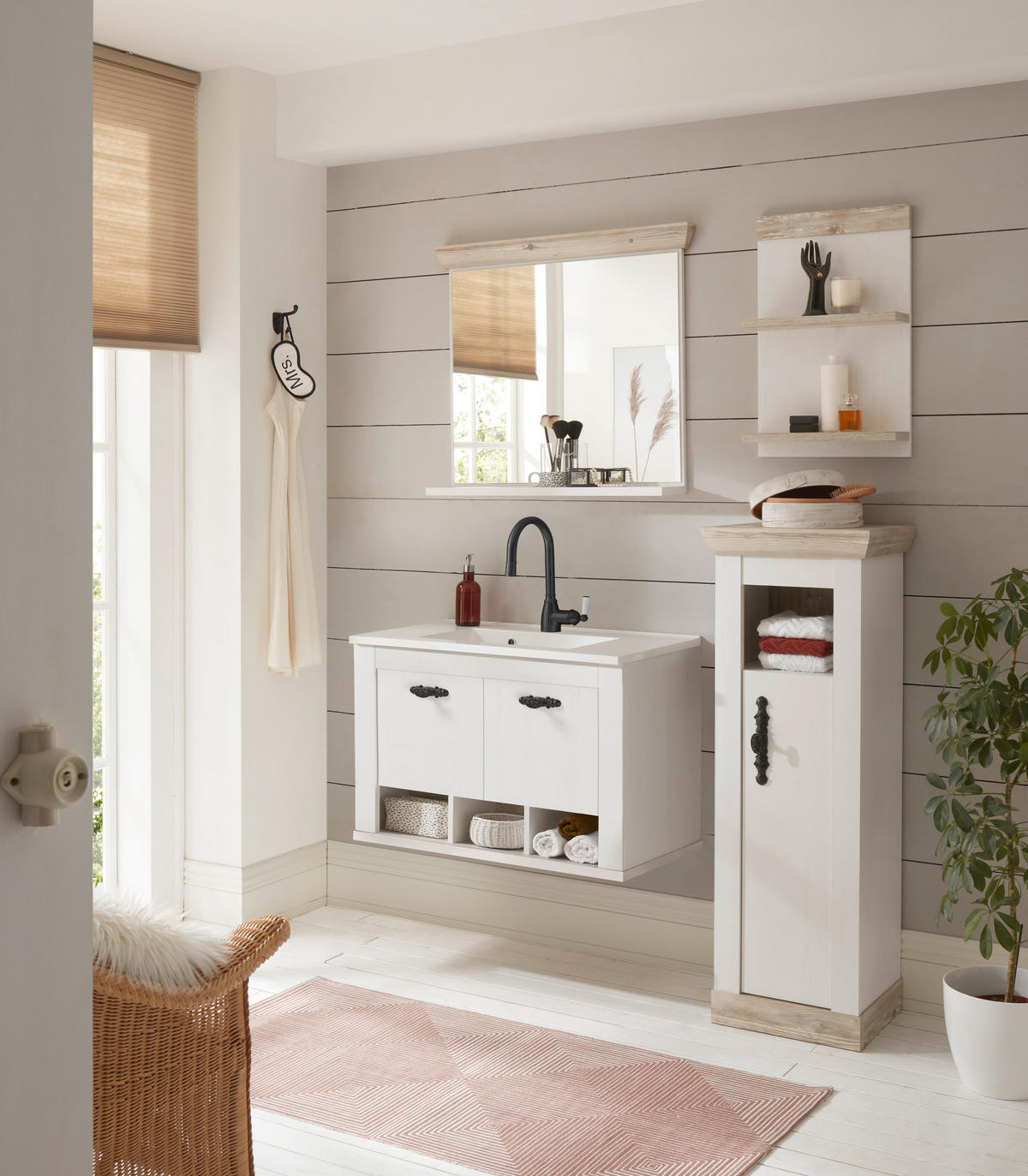 WASCHTISCHKOMBI  - Schwarz/Weiß, Design, Naturmaterialien/Holzwerkstoff (82/56/47cm) - MID.YOU