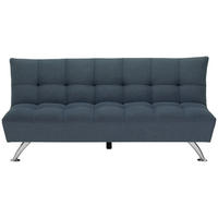 SCHLAFSOFA Leinenoptik Blau  - Blau/Silberfarben, Basics, Textil/Metall (195/90/98cm) - MID.YOU