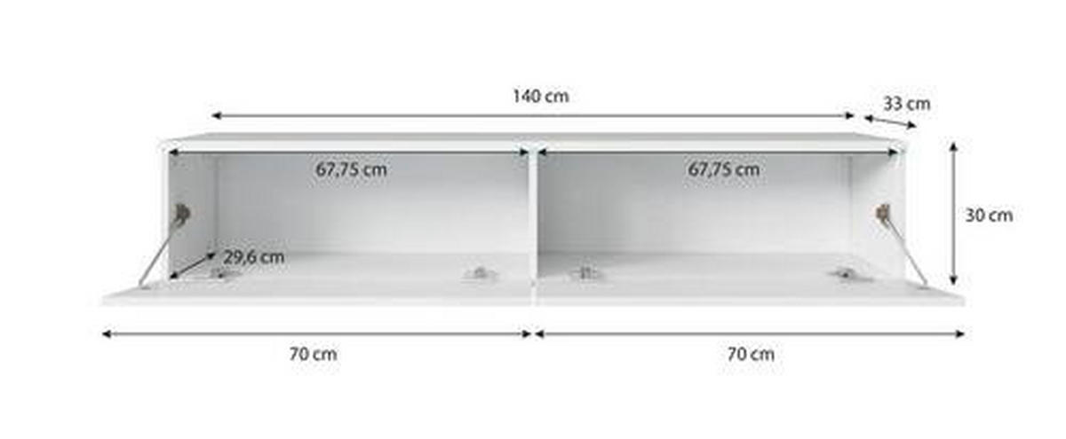 LOWBOARD Vera  in 140/30/33 cm  - Schwarz/Graphitfarben, Basics, Holzwerkstoff/Kunststoff (140/30/33cm) - P & B
