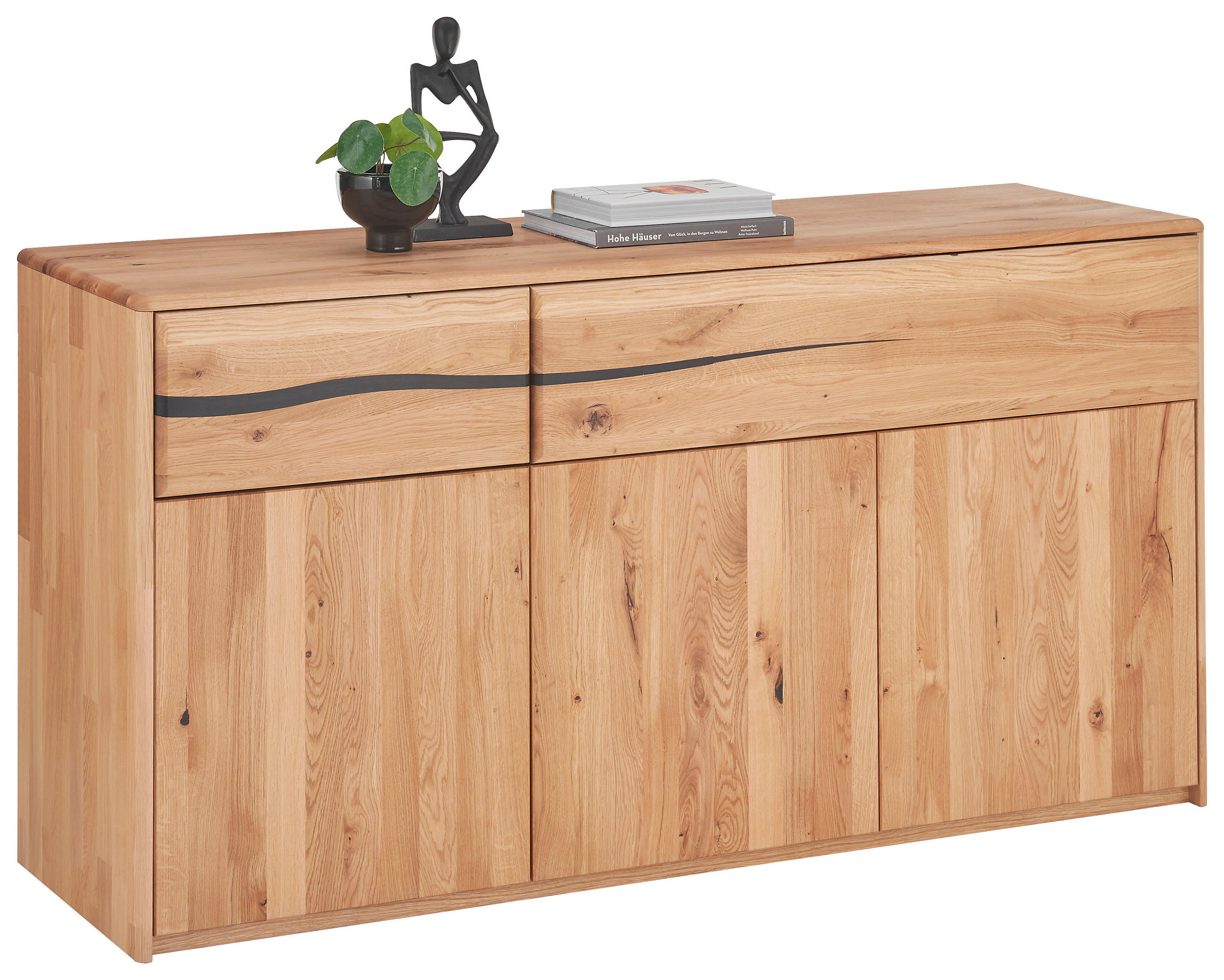 KOMMODE , 150/80/45 cm, 2 Schublade(n)  - Wildeiche/Anthrazit, Natur, Holz (150/80/45cm) - Valnatura
