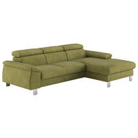 ECKSOFA in Flachgewebe Grün  - Chromfarben/Grün, Design, Textil/Metall (244/166cm) - Livetastic