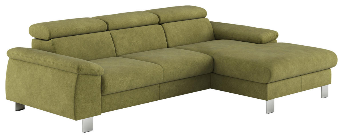 ECKSOFA in Flachgewebe Grün  - Chromfarben/Grün, Design, Textil/Metall (244/166cm) - Livetastic