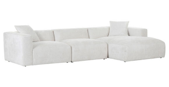 ECKSOFA in Chenille Creme  - Creme/Schwarz, MODERN, Kunststoff/Textil (323/178cm) - Carryhome