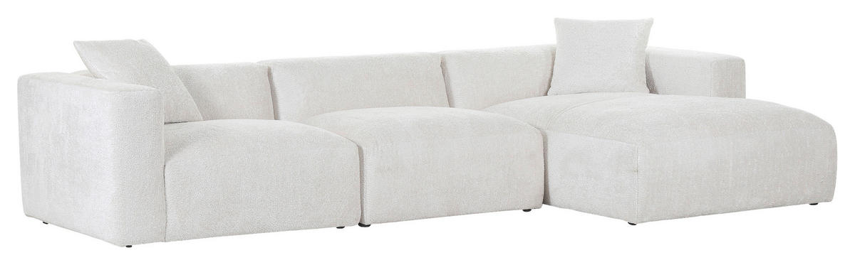 HÖRNSOFFA i chenille cremefärgad  - svart/cremefärgad, Modern, textil/plast (323/178cm) - Carryhome