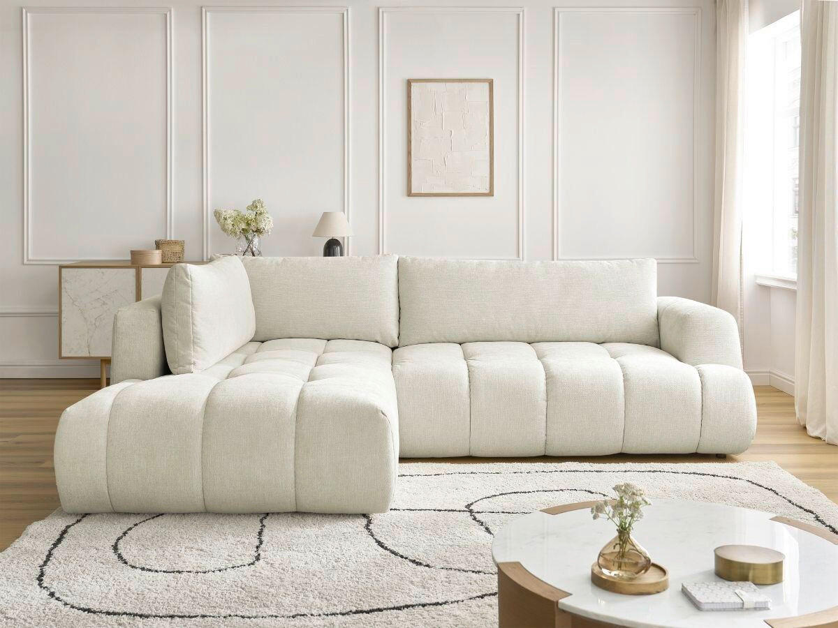 ECKSCHLAFSOFA FUJI Leinenoptik Beige  inkl.  - Beige/Schwarz, MODERN, Kunststoff/Textil (204/282cm)