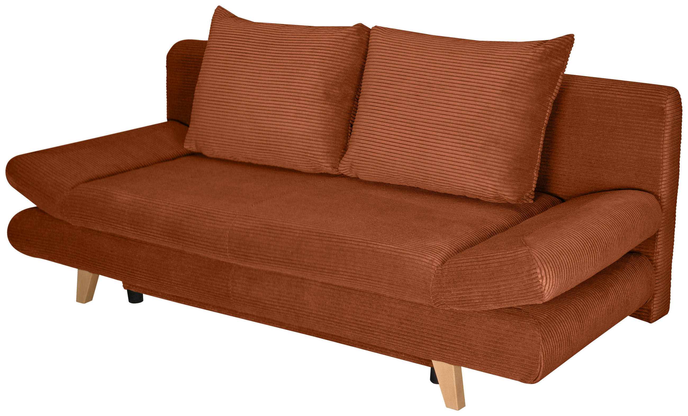 SCHLAFSOFA Cord Rostfarben  - Rostfarben/Buchefarben, KONVENTIONELL, Holz/Textil (200/75/85cm) - Carryhome