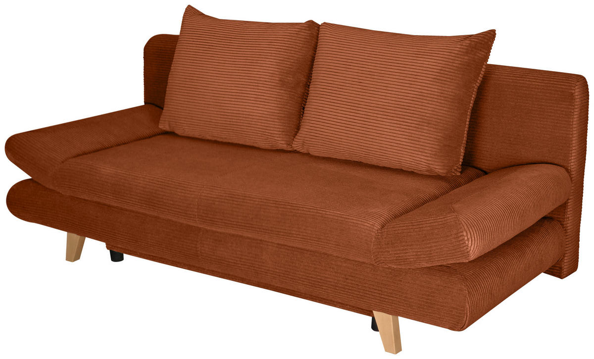 SCHLAFSOFA Cord Rostfarben  - Rostfarben/Buchefarben, KONVENTIONELL, Holz/Textil (200/75/85cm) - Carryhome