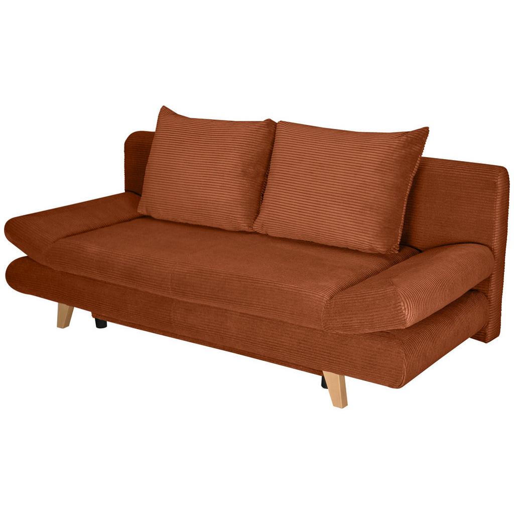 Thumbnail - Carryhome Schlafsofa, Rost, Textil, Buche, massiv, 2-Sitzer, Füllung: Schaumstoffflocken, 200x75x85 cm, Schlafen auf Sit...