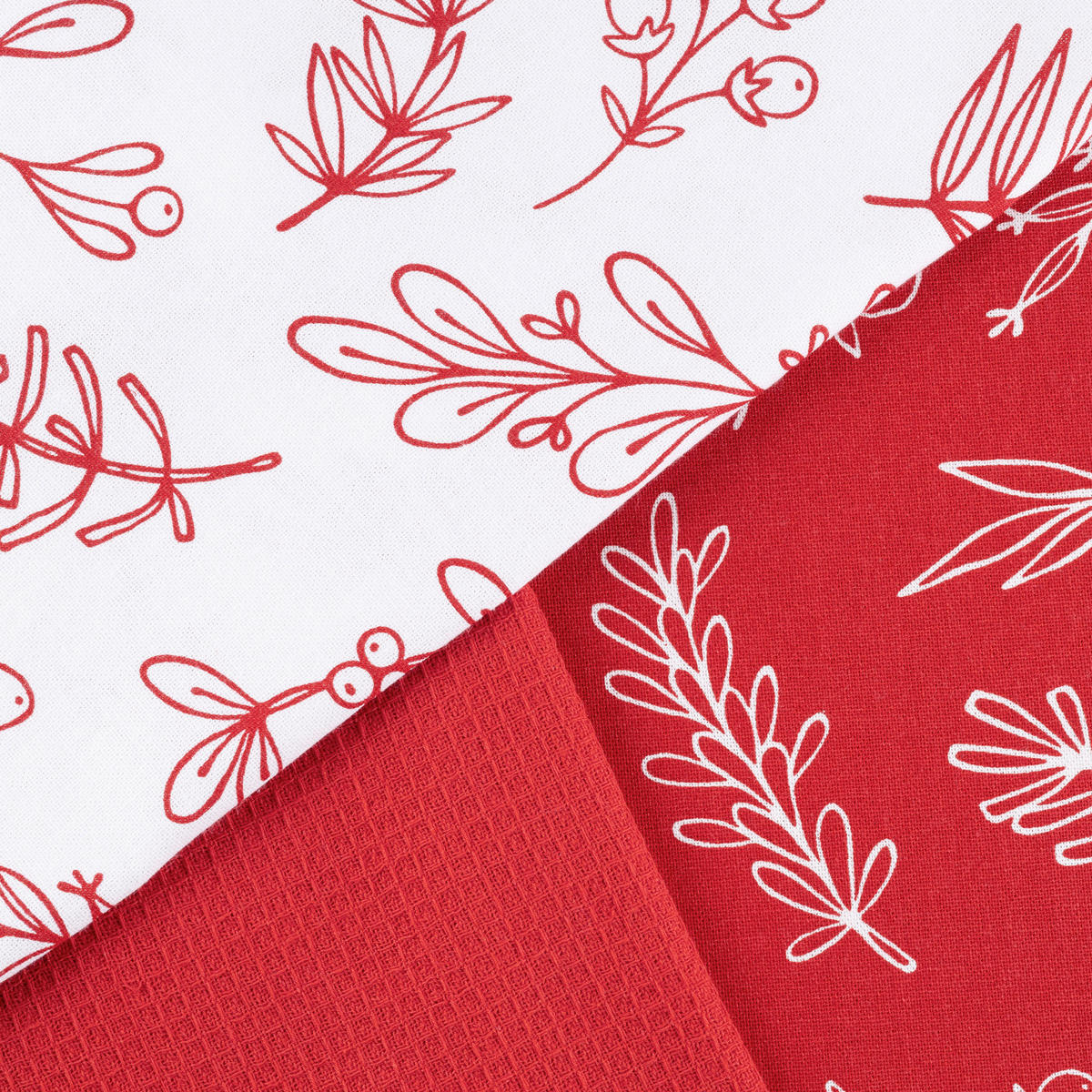 GESCHIRRTUCH-SET 3-teilig Rot  - Rot, Design, Textil (50/70cm) - X-Mas