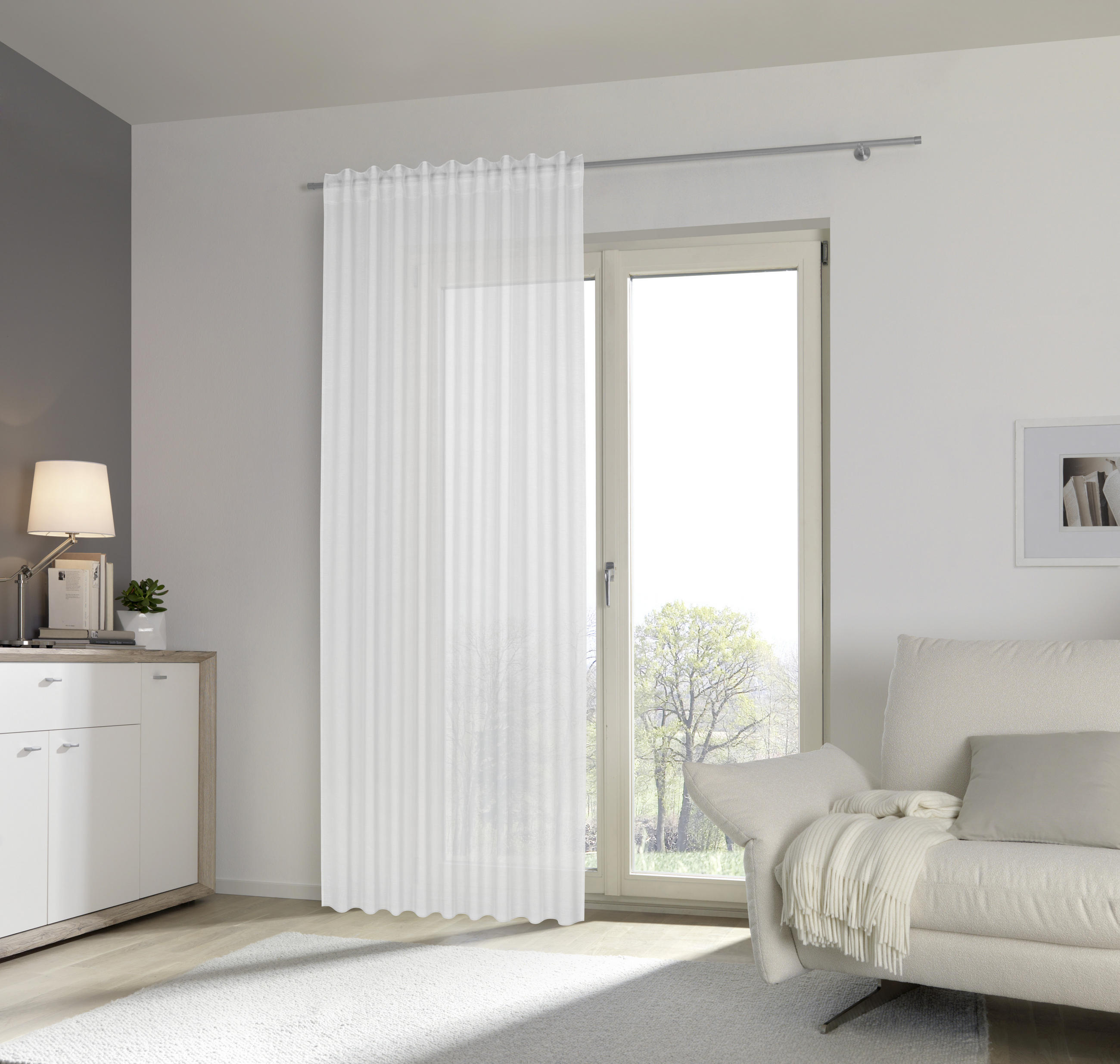 KUSOVÁ ZÁCLONA, 140/300 cm - bílá, Basics, textil (140/300cm) - Esposa